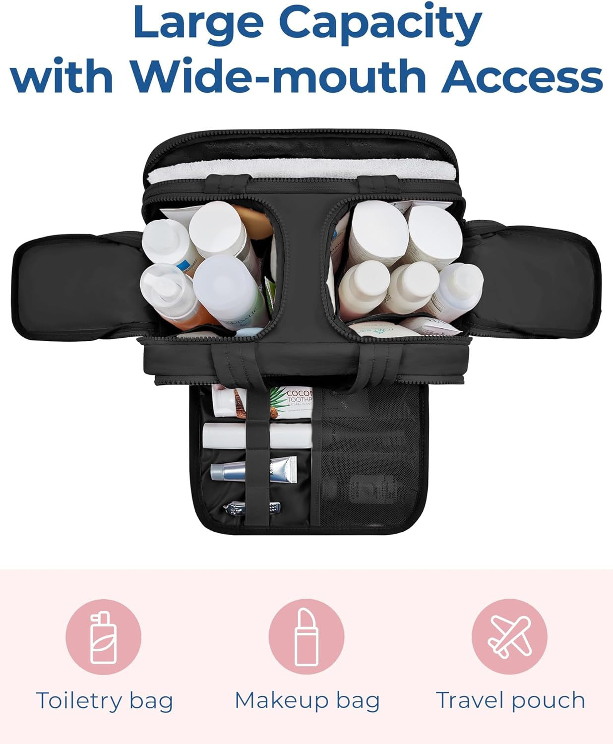 Travel Toiletry Bag, Lightweight Large Wide-Open Travel Bag for Women, Puffy Cos