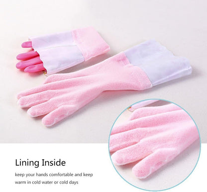 2 PAIRS Household Gloves Latex Free Cleaning Gloves with Soft Lining Long Cuff 1
