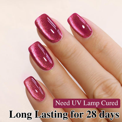 0.5 OZ Cat Eye Gel Polish with Magnet 15ML Holographic Glitter Shimmer Transluce