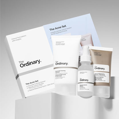 The Ordinary the Acne Set, 3-Step Skin Regimen with Glucoside Foaming Cleanser,