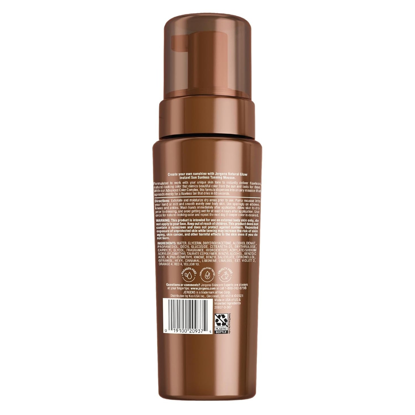 Natural Glow Instant Sun Body Mousse, Self Tanner for Light Bronze Tan, Sunless