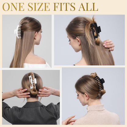 8 Pack White and Black Hair Clips for Women 4.3 Inch Large Hair Claw Clips for W