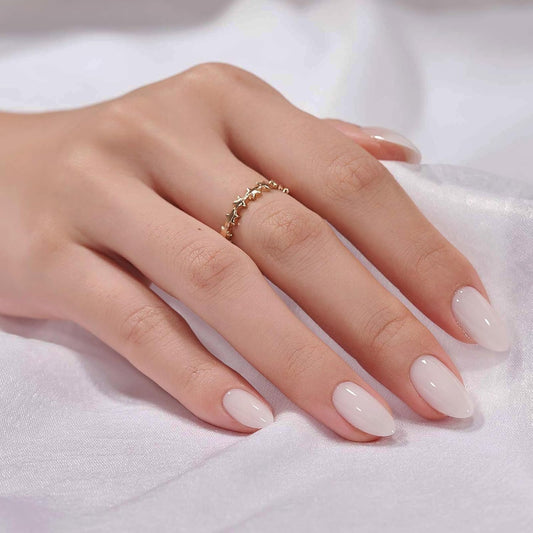 White Press on Nails Short - Soft Gel Press on Nails Almond, White Glue on Nails
