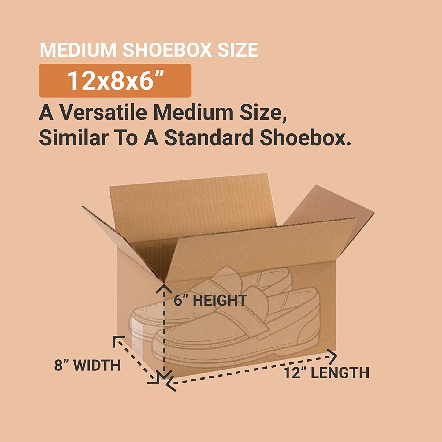 12 X 8 X 6 Corrugated Cardboard Boxes, Small 12"L X 8"W X 6"H, Pack of 25 | Ship