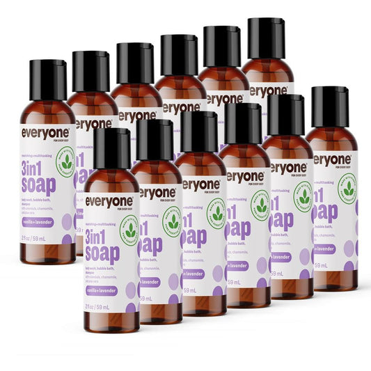 3-In-1 Soap Body Wash, Bubble Bath, Shampoo, Travel Size, 2 Ounce (Pack of 12),