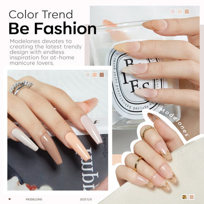 Nude Gel Nail Polish Set 6 Colors, Nuetral Skin Tones Beige Taupe Ivory White Gr