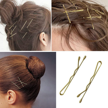 220 Count Mini Wavy 1.38 Inch Blonde Bobby Pins,  Small Gold Hair Clips with Sto