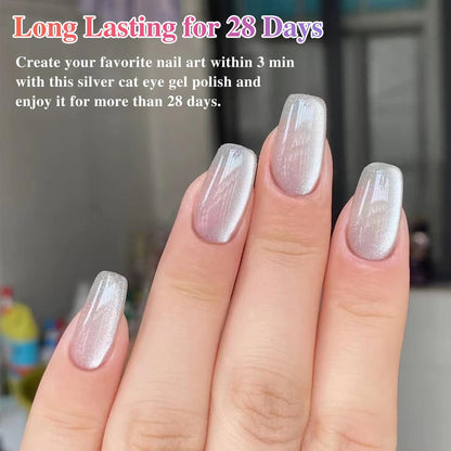 0.5 OZ Cat Eye Gel Polish with Magnet 15ML Holographic Glitter Shimmer Transluce