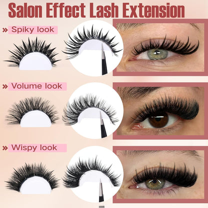 Thick Volume Lash Clusters 3 Style Eyelash Extensions Kit with Waterproof Lash B