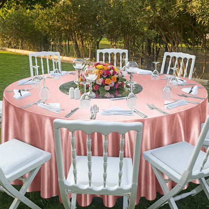 120 Inches round Satin Tablecloths Rose Gold Overlay round Satin Table Cover Bri