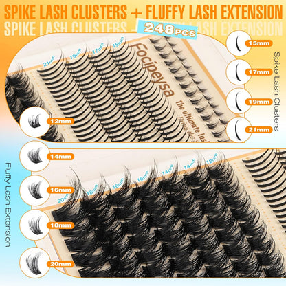 Volume Eyelash Clusters Kit with Spike Lash Cluster Bottom Individual Lash Exten