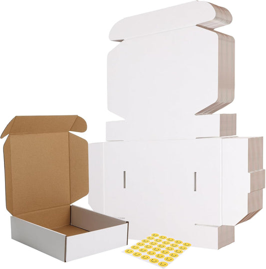 30 Pack 7X7X2 Shipping Boxes, White Corrugated Cardboard Mailer Box for Packing