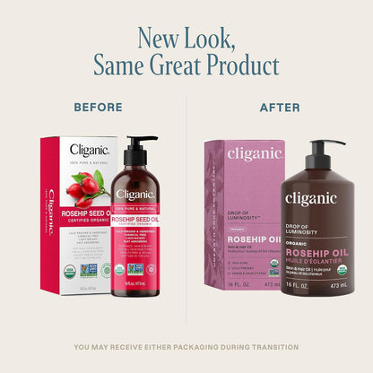 Organic Rosehip Seed Oil 16Oz with Pump for Face, Hair & Body, 100% Pure (Packag