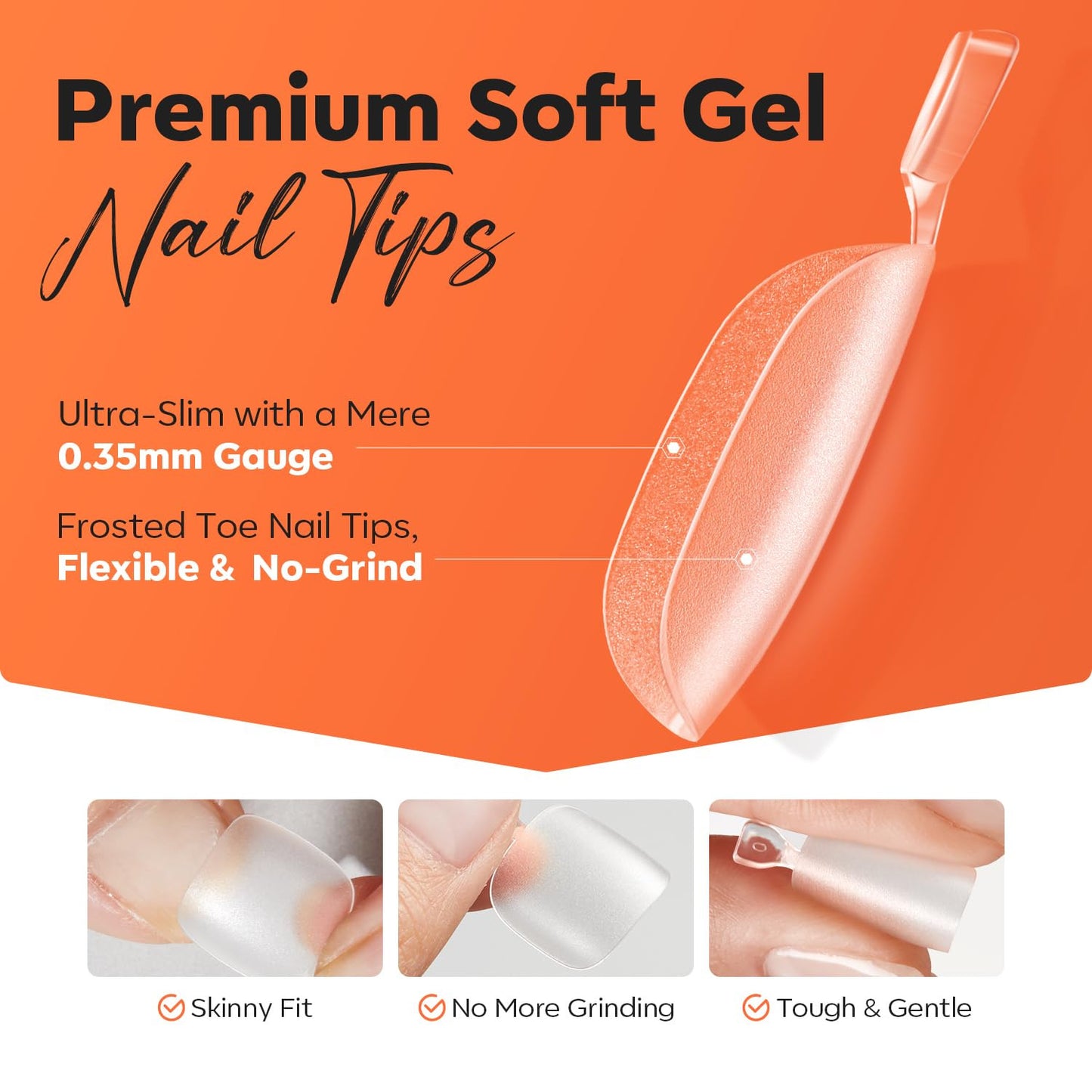 Toe Nail Tips Short Square Soft Gel Tips Squoval Fake Toe Nails Matte Full Cover