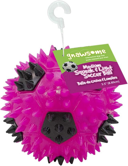 3.5” Squeak & Light Soccer Ball Dog Toy - Medium, Cleans Teeth and Promotes Dent