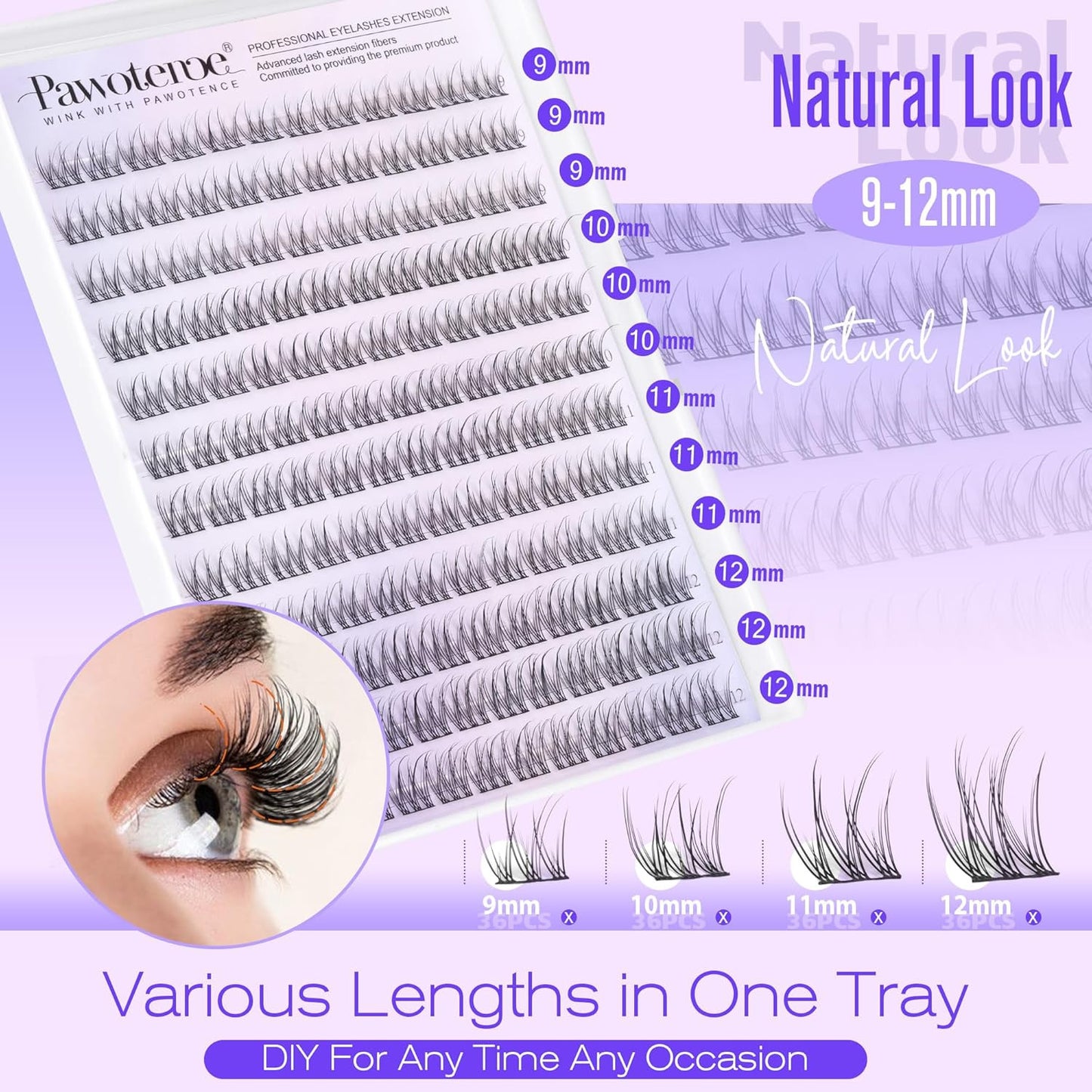 Natural Lash Clusters Wispy Cluster Eyelash Extensions 144Pcs Eyelash Clusters 9