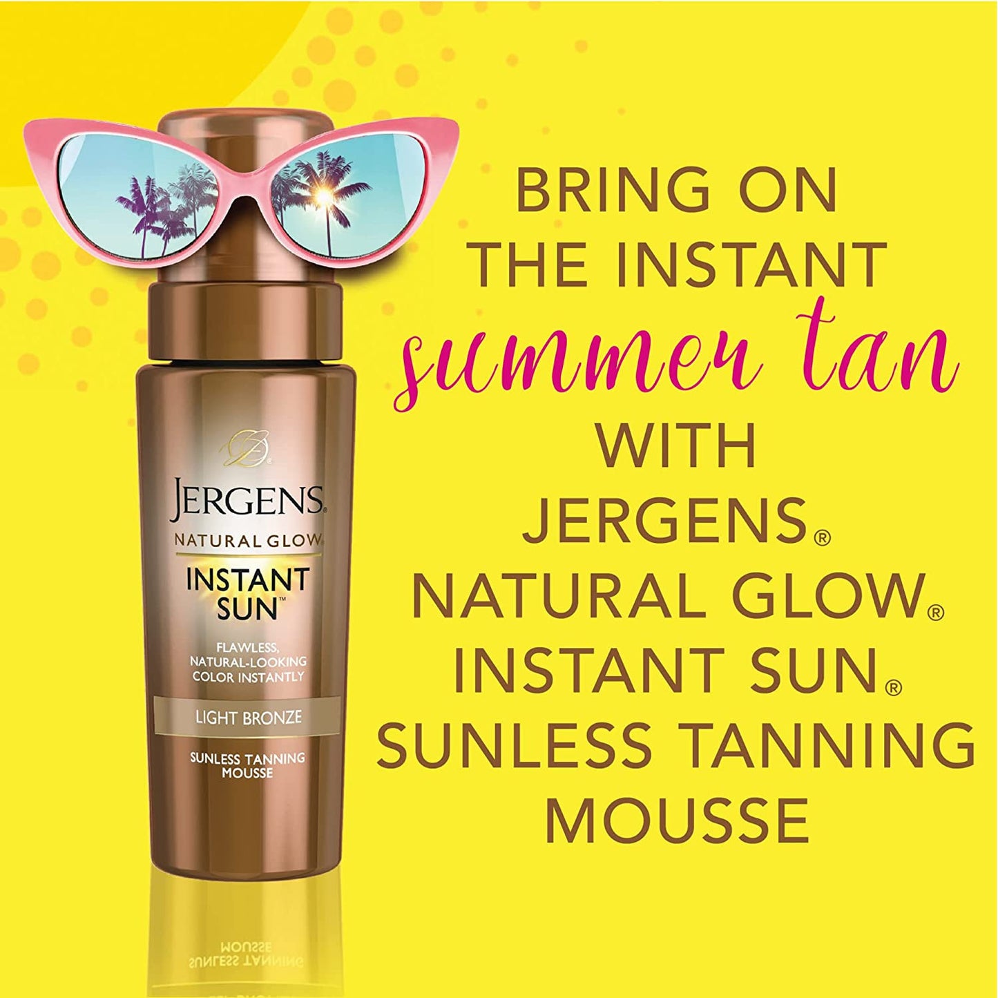 Natural Glow Instant Sun Body Mousse, Self Tanner for Light Bronze Tan, Sunless