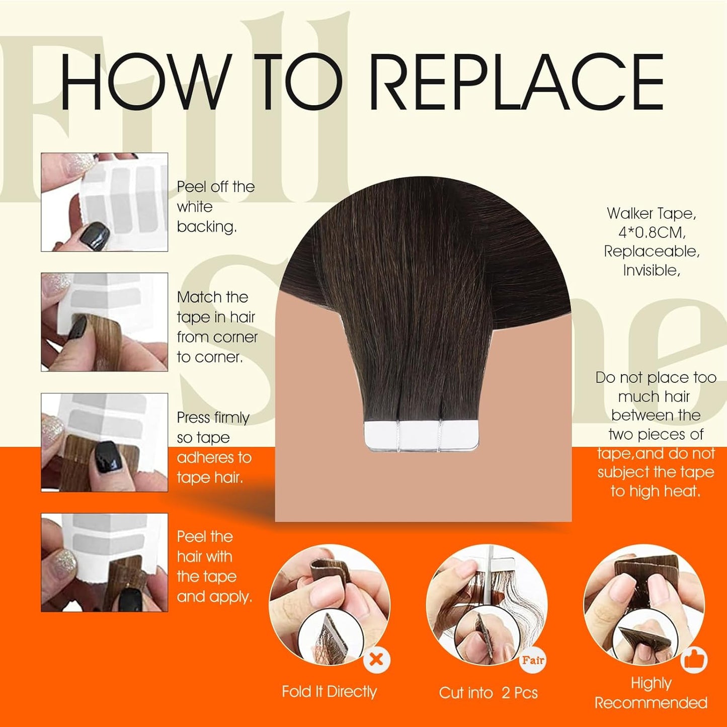 Tape Ins Real Human Hair Extensions 16Inch Dark Brown Color Seamless Tape in Ext