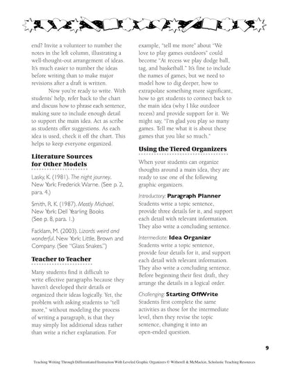 Teaching Writing through Differentiated Instruction with Leveled Graphic Organiz