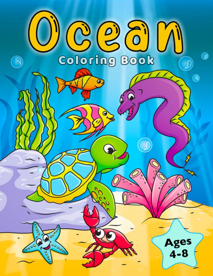 Ocean Coloring Book: Fish & Underwater Sea Animals to Color for Kids Ages 4-8 (C