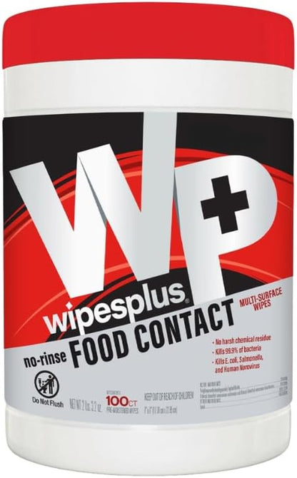 No-Rinse Food Contact Wipes Canister Multi-Surface Wipes, Unscented for Home and
