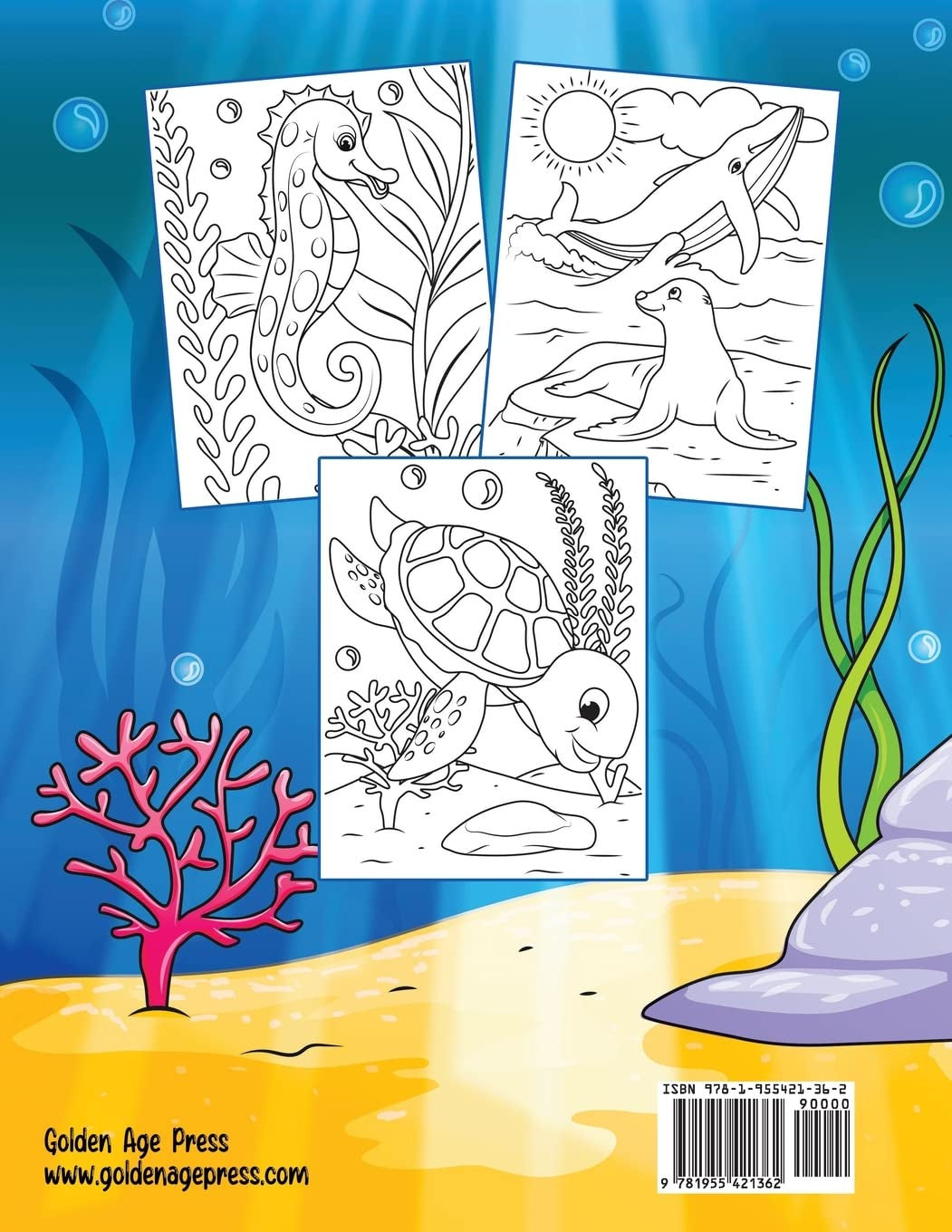 Ocean Coloring Book: Fish & Underwater Sea Animals to Color for Kids Ages 4-8 (C