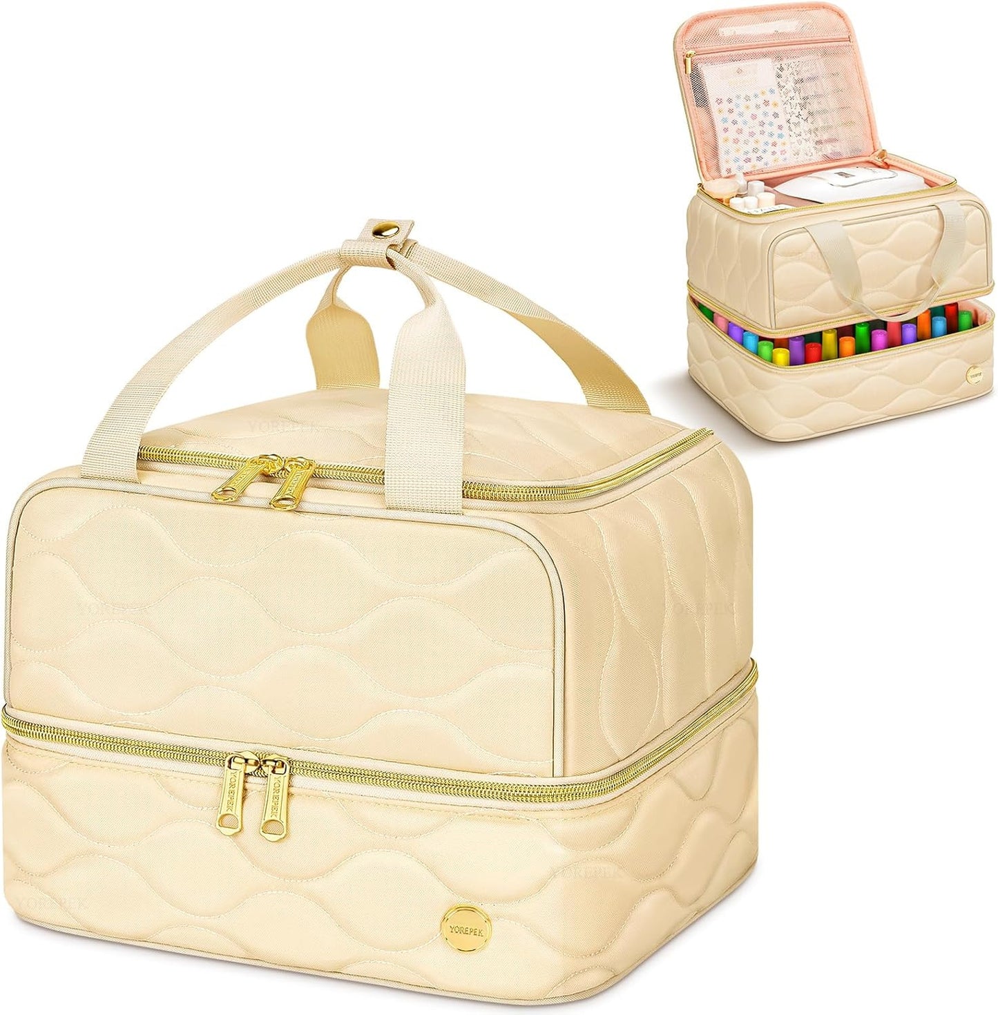 Nail Polish Organizer Case Holds 42+ Bottles (15Ml/0.5 Fl.Oz), 2-Layer Nail Kit