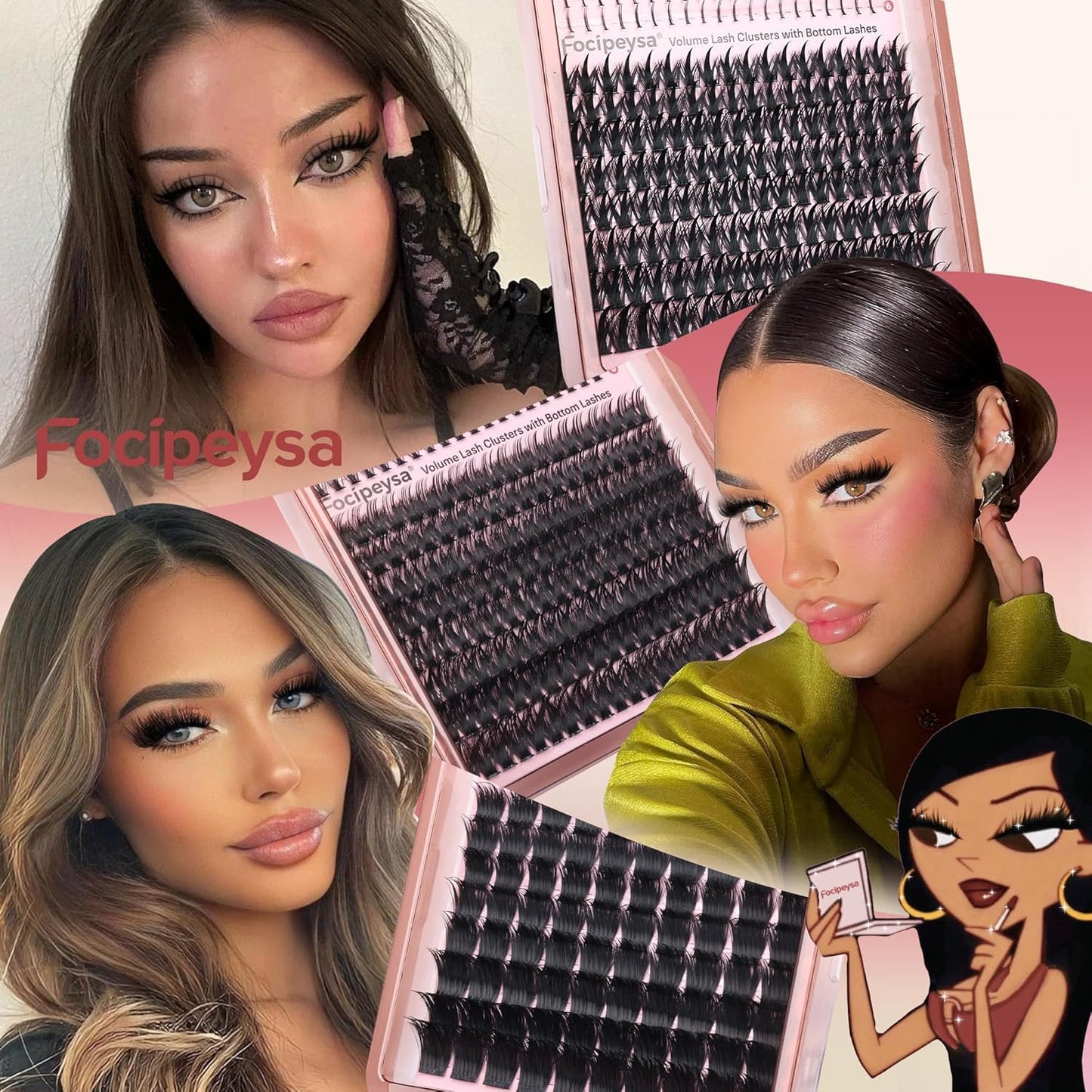 Thick Volume Lash Clusters 3 Style Eyelash Extensions Kit with Waterproof Lash B