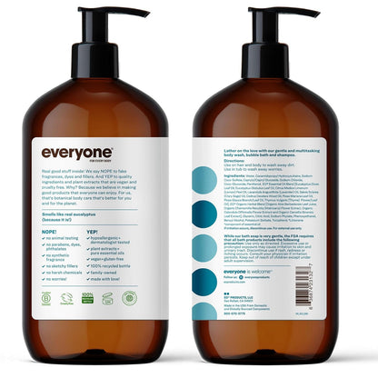 3-In-1 Soap, Body Wash, Bubble Bath, Shampoo, 32 Ounce (Pack of 2), Pacific Euca
