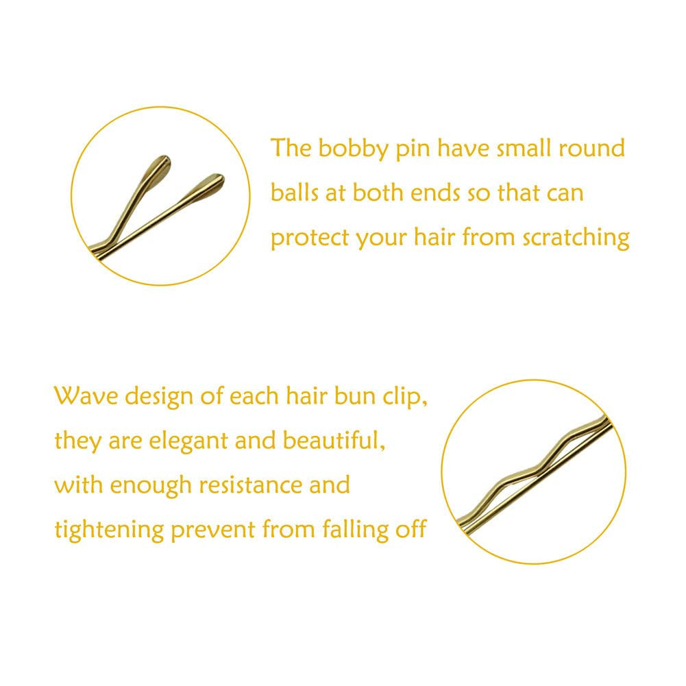 220 Count Mini Wavy 1.38 Inch Blonde Bobby Pins,  Small Gold Hair Clips with Sto