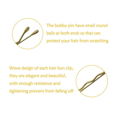 220 Count Mini Wavy 1.38 Inch Blonde Bobby Pins,  Small Gold Hair Clips with Sto
