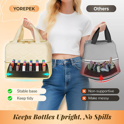 Nail Polish Organizer Case Holds 42+ Bottles (15Ml/0.5 Fl.Oz), 2-Layer Nail Kit