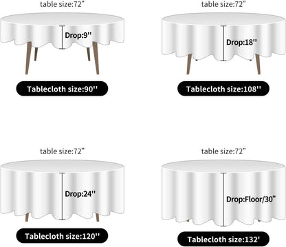 2Pack 120 Inch Gold round Tablecloth in Washable Polyester Fabric for Wedding/Ba