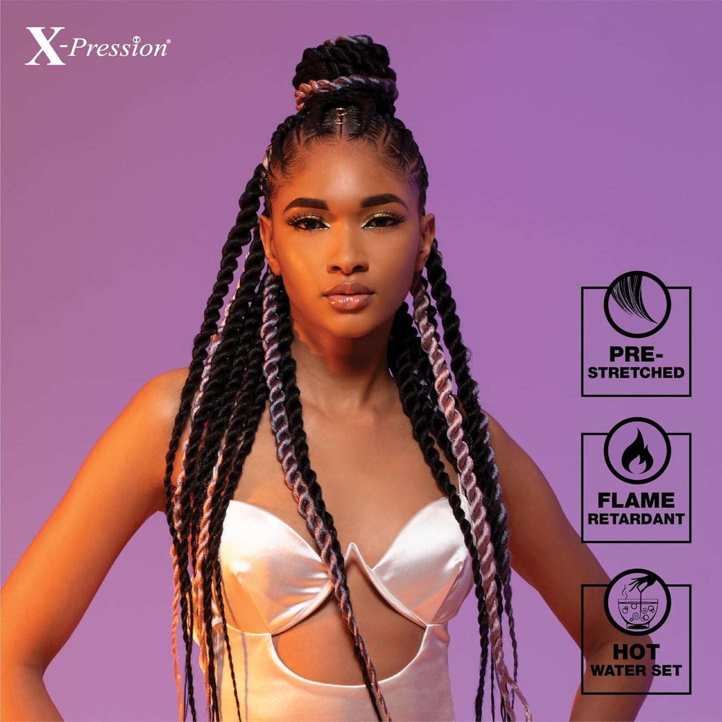 X-Pression Prestretched Braiding Hair - 3X Braid 58 Inch All Kanekalon Flame Ret