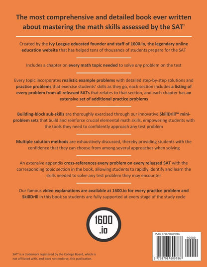 1600.Io SAT Math Orange Book Volume I: Every SAT Math Topic, Patiently Explained