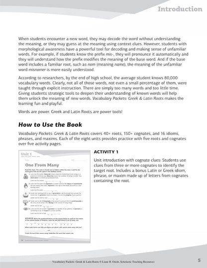 Vocabulary Packets: Greek & Latin Roots: Ready-To-Go Learning Packets That Teach