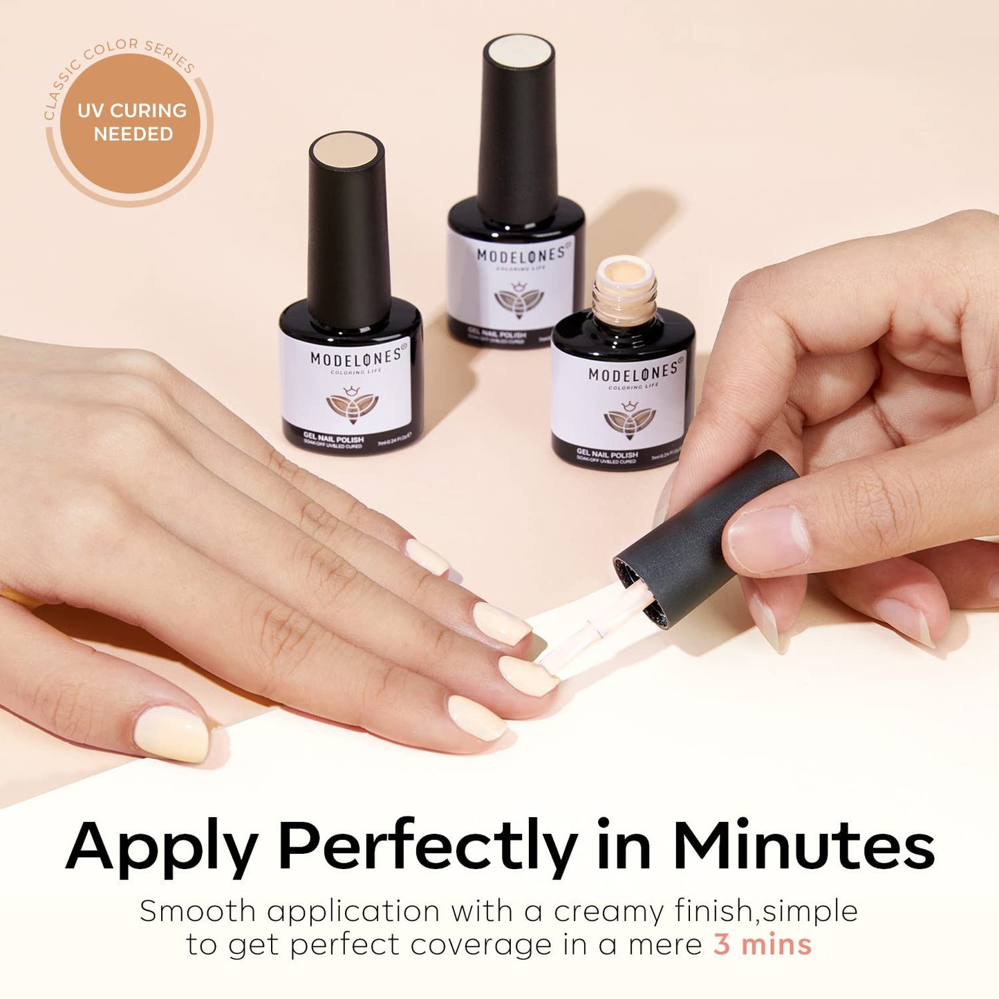 Nude Gel Nail Polish Set 6 Colors, Nuetral Skin Tones Beige Taupe Ivory White Gr