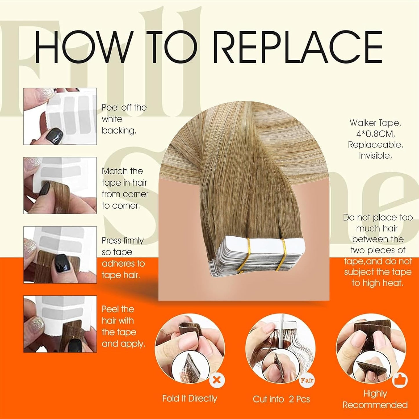 Ombre Tape in Hair Extensions Real Human Hair Color 6/27/60 Balayage Blonde Invi