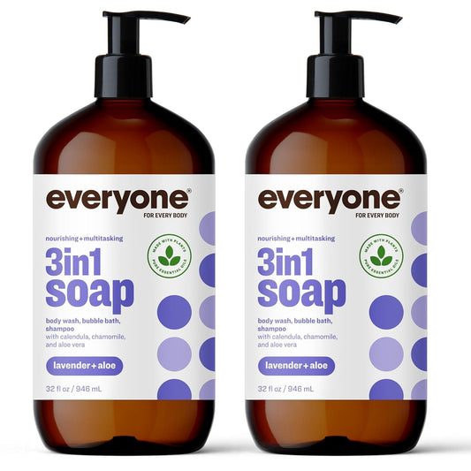 3-In-1 Soap, Body Wash, Bubble Bath, Shampoo, 32 Ounce (Pack of 2), Lavender and