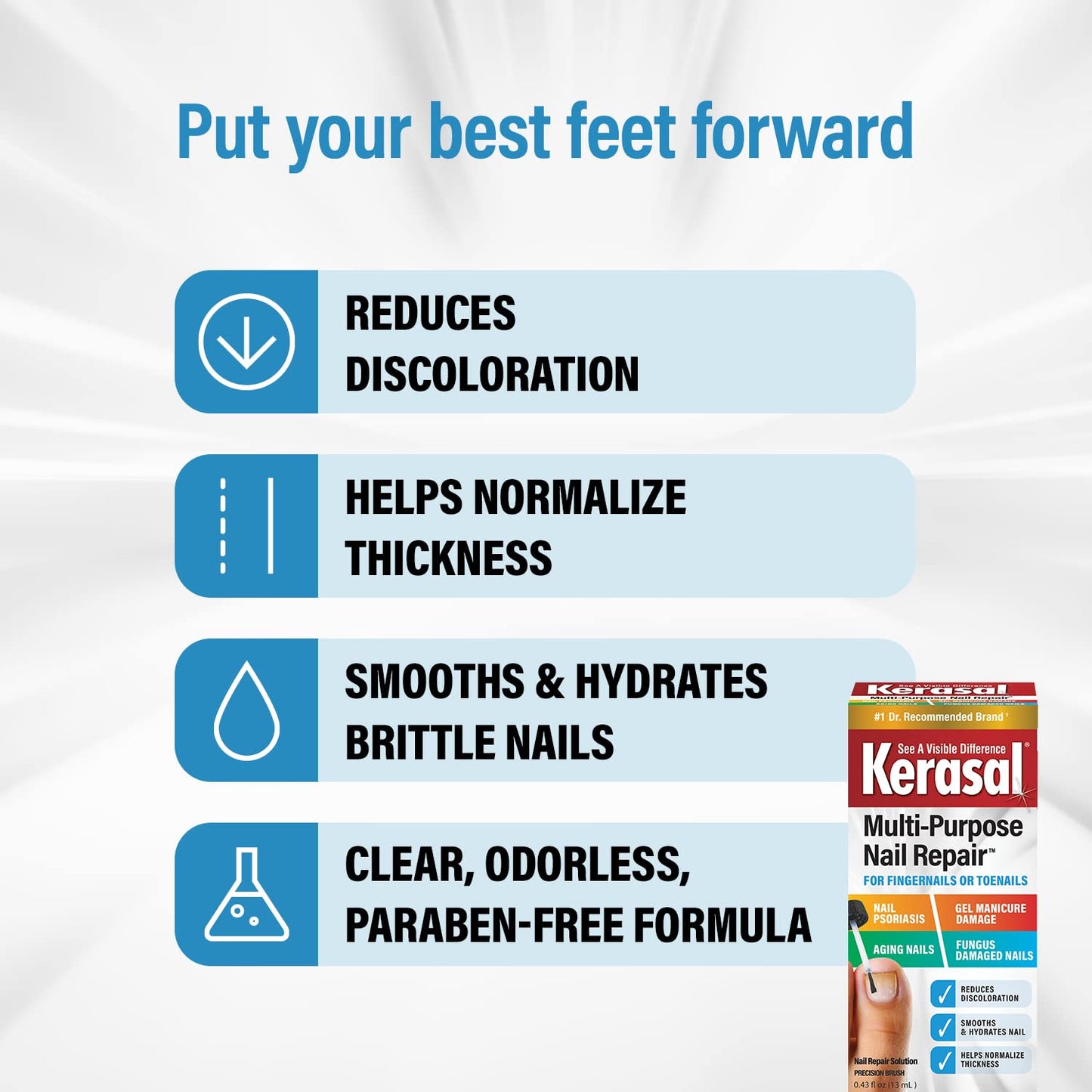 Multi-Purpose Nail Repair, Nail Solution for Discolored and Damaged Nails, 0.43