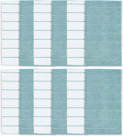 the Clean Store 79289 Microfiber Kitchen Towels, Topaz/White, 15"X25", 12 Pack