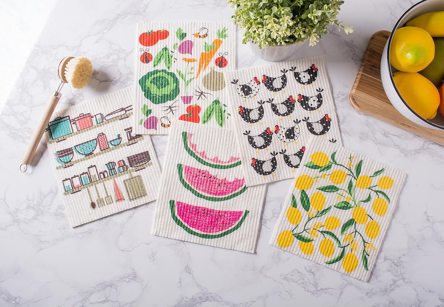 Swedish Dishcloths for Kitchen & Cleaning, Reusable, Machine Washable & Dishwash