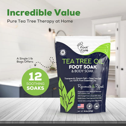 Tea Tree Oil Foot Soak with Epsom Salt - for Toenail Repair, Athletes Foot, Soft