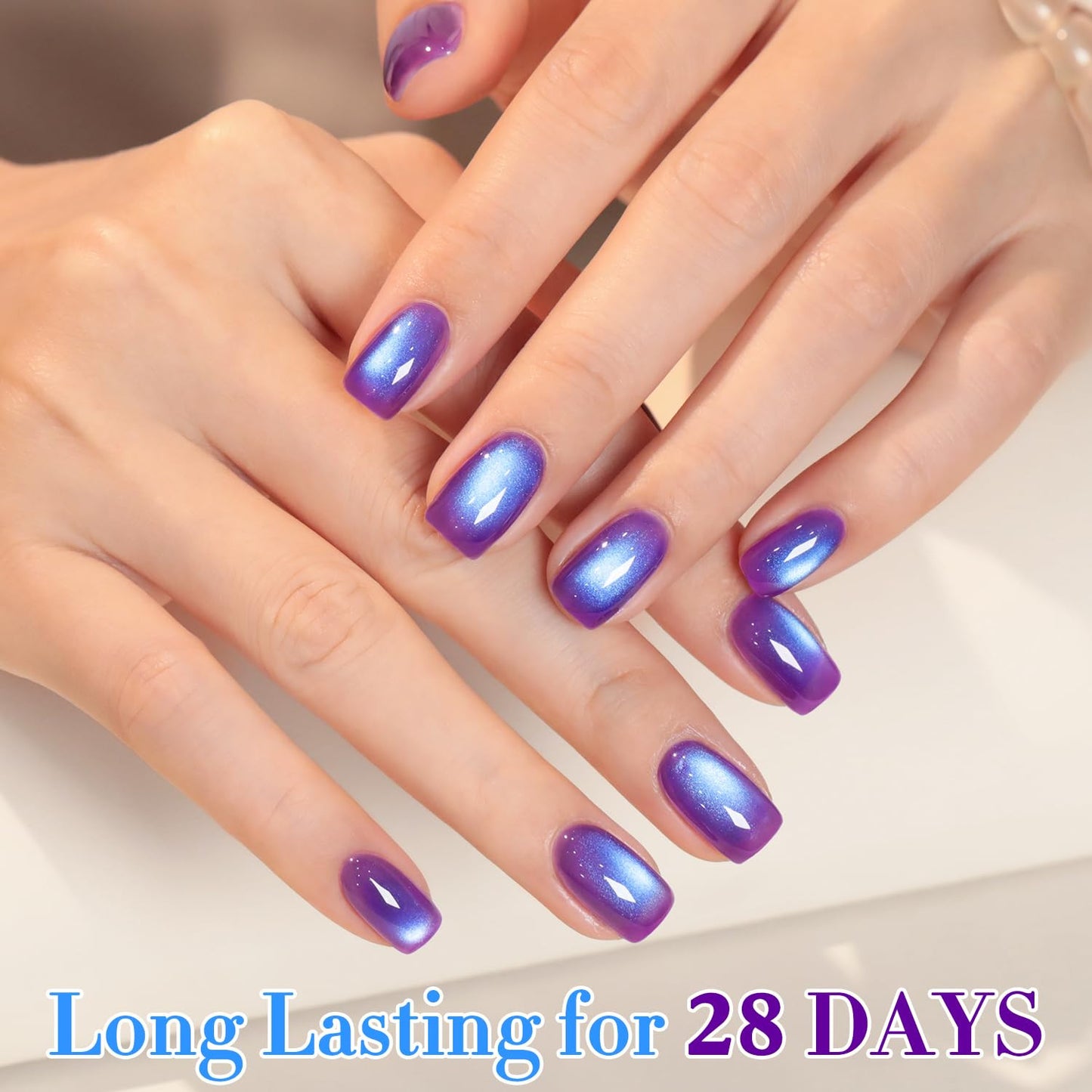 0.5 OZ Cat Eye Gel Polish with Magnet 15ML Holographic Glitter Shimmer Transluce