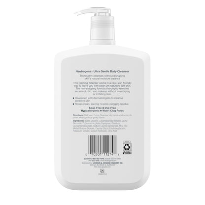 Ultra Gentle Foaming Facial Cleanser, Fragrance Free Hydrating Face Wash for Sen