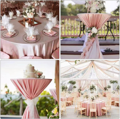 6 Pack 120 Inch Rose Gold round Tablecloth - Premium Silky Satin Tablecloth Over