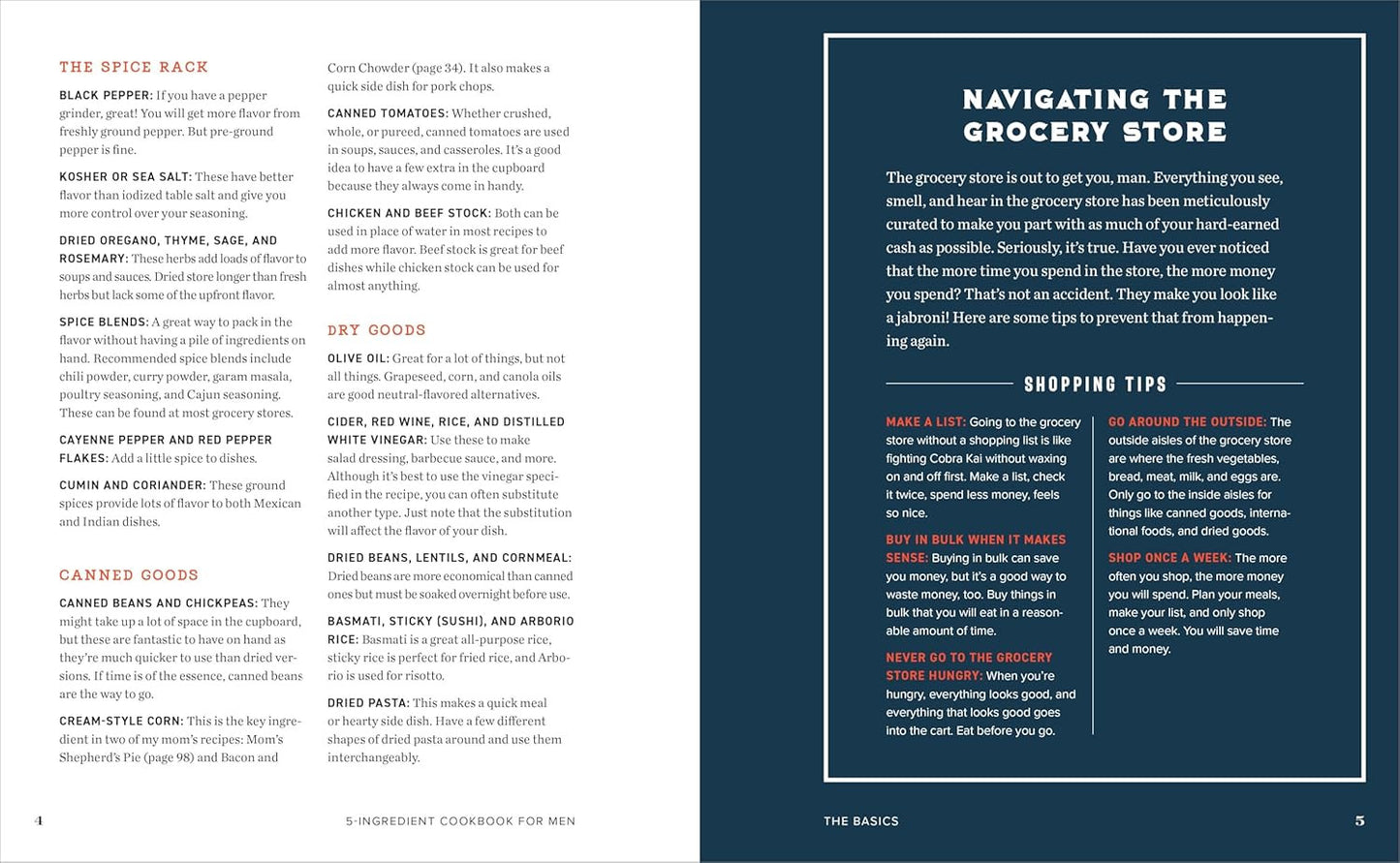 The 5-Ingredient Cookbook for Men: 115 Recipes for Men with Big Appetites and Li