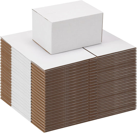 7X5X4 Shipping Boxes Set of 40, Kraft Corrugated Cardboard White Box Small Busin