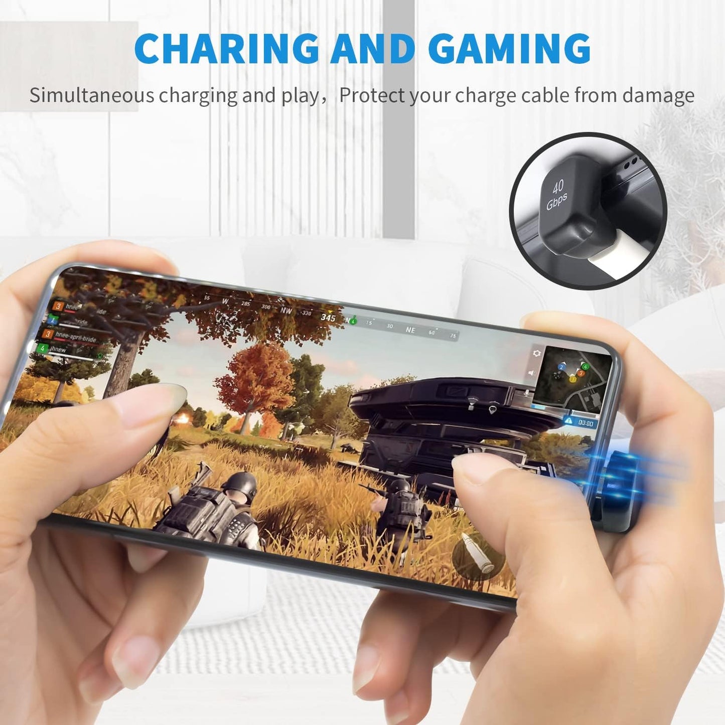 180 Degree USB C Adapter 40Gbps, 100W, 8K@60Hz, USB C Female to Male Extender Ad
