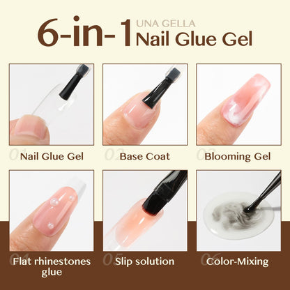 6 in 1 Gel Nail Glue for Clear Acrylic Nails Tips, 15Ml UV Nail Glue Long Lastin